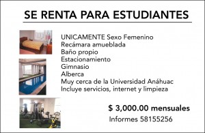  Avisos dse propiedades en Mexico en Huixquilucan |  Renta de recamara a solo 10 min de la Univ. Anahuac (solo sexo femenino), S&uacute;PER OPORTUNIDAD $3000