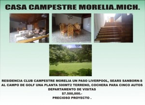 EDITH Avisos dse propiedades en Mexico en Morelia |  RESIDENCIAS BELLISIMAS EN MORELIA MICH Y SAN MIGUEL DE ALLENDE GTO., REMATADAS Y BUENA UBICACION